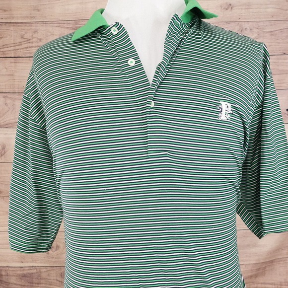FAIRWAY & GREENE SHORT SLEEVE GREEN STRIPED POLO SHIRT MENS SIZE XL - Picture 1 of 8